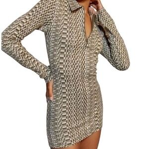 iets frans Urban Outfitters Dress Women MEDIUM Olive Green Mini Bodycon w/Zip
